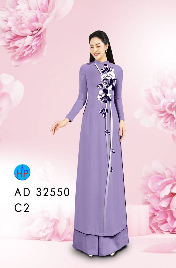 Vải Áo Dài Hoa In 3D AD 32550 16
